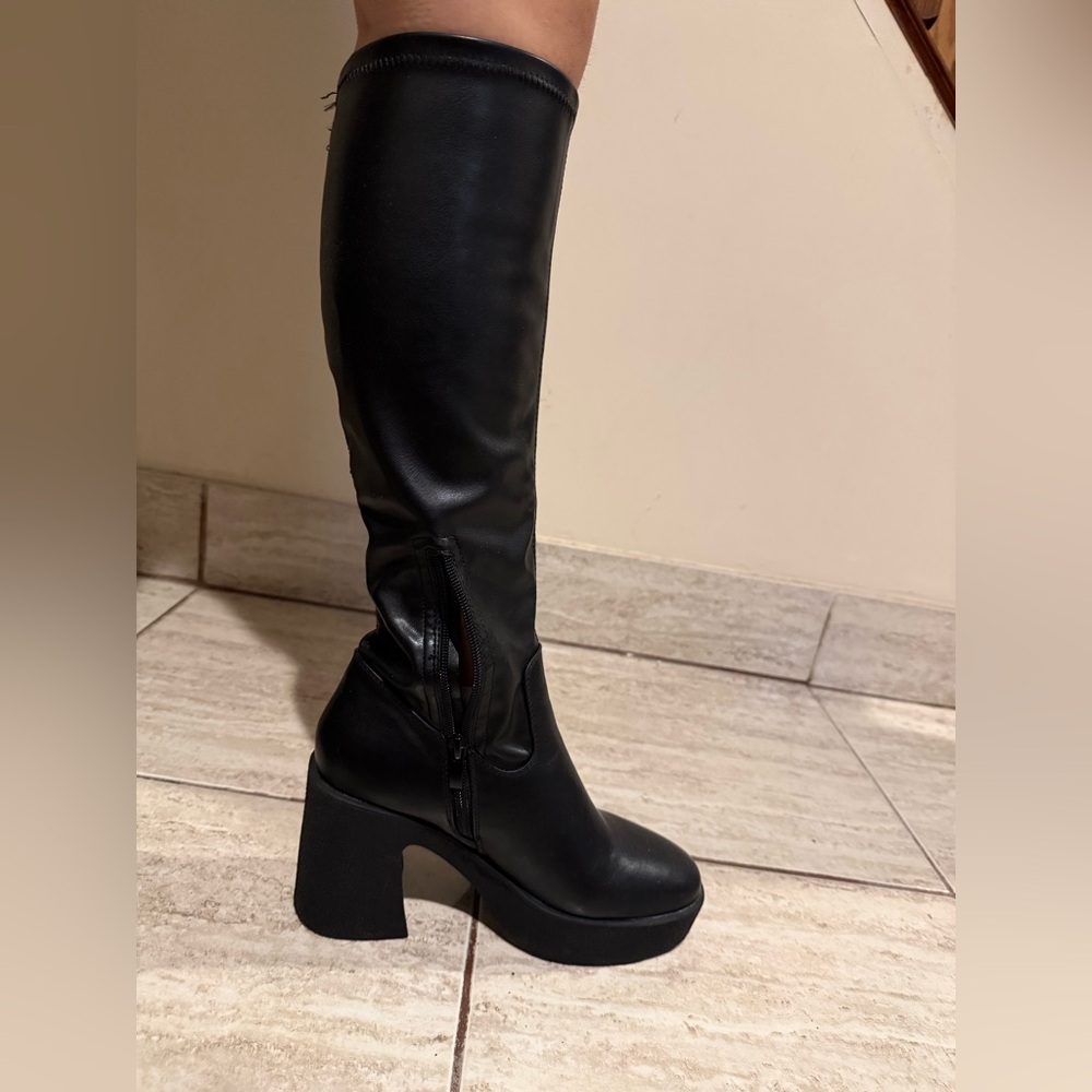 Madden Girl Sleek Black Knee-High Boots